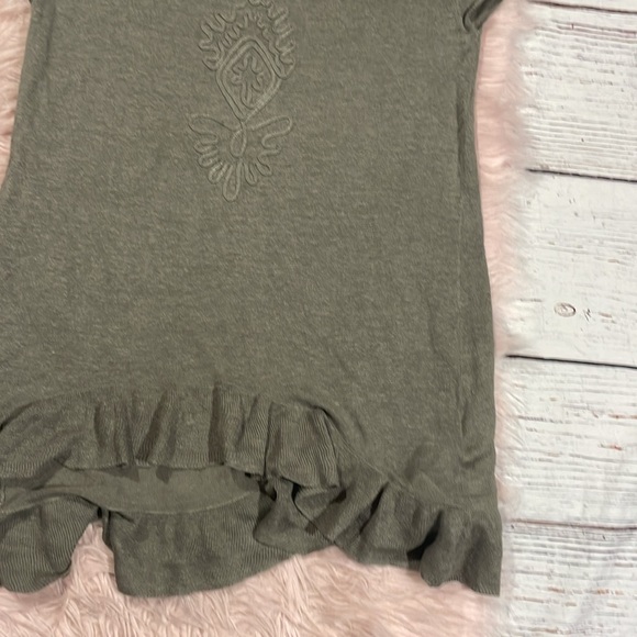 WRAP London Linen Embroidered Ruffle Trim Gray Tunic - Picture 7 of 9